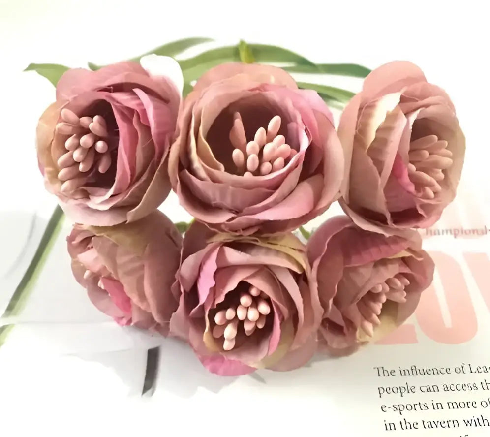 Vibrant peony tea rose silk flowers wedding home decor
