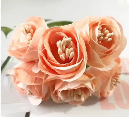 Vibrant peony tea rose silk flowers wedding home decor