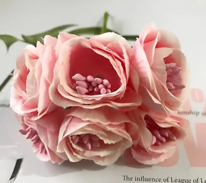Vibrant peony tea rose silk flowers wedding home decor