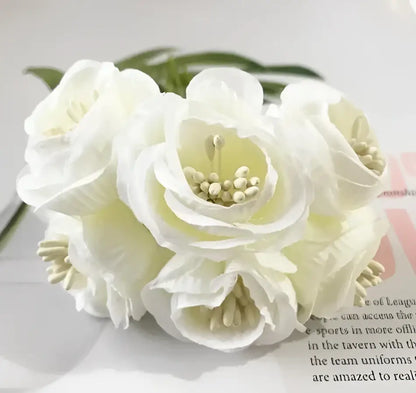 Vibrant peony tea rose silk flowers wedding home decor