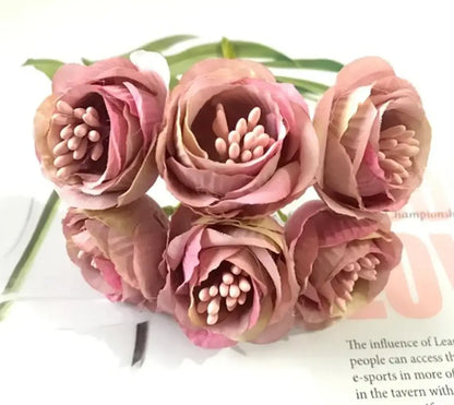 Vibrant peony tea rose silk flowers wedding home decor