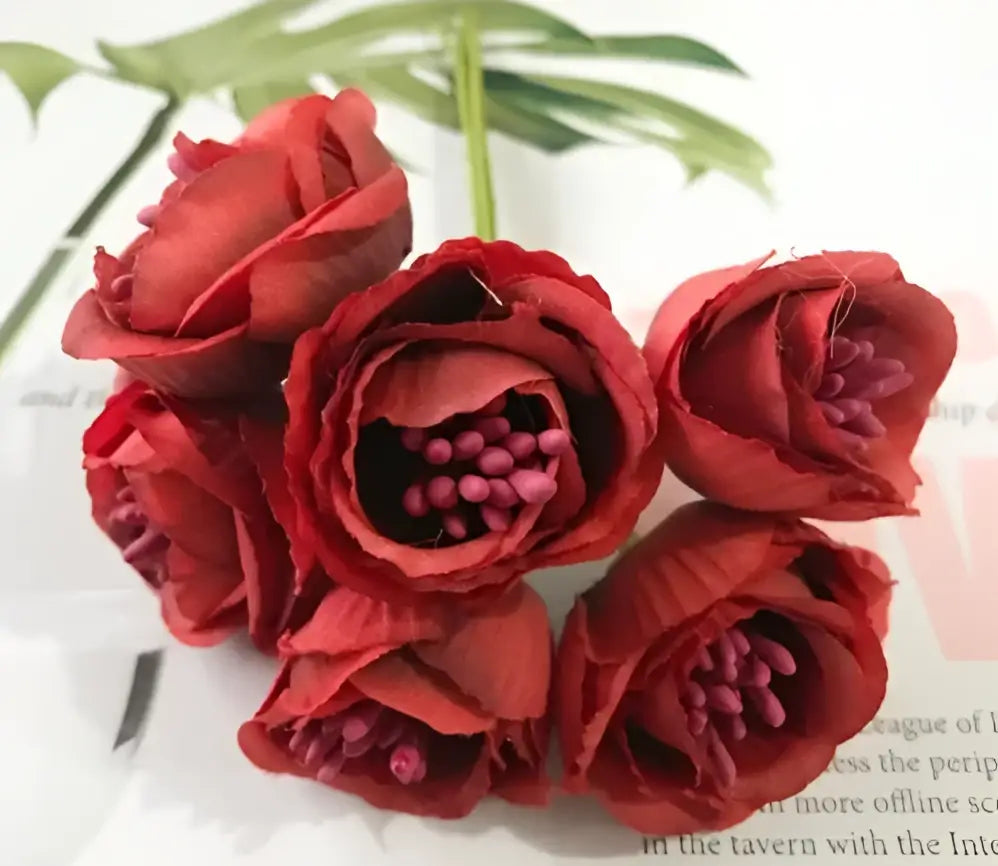 Vibrant peony tea rose silk flowers wedding home decor
