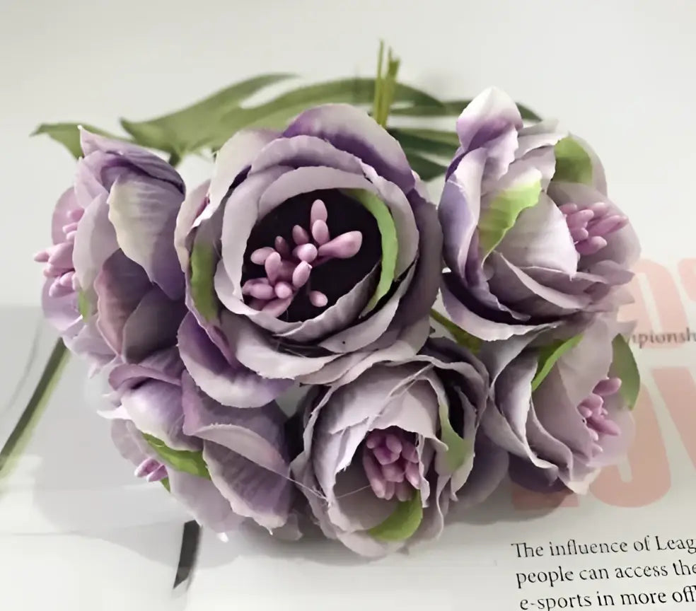 Vibrant peony tea rose silk flowers wedding home decor