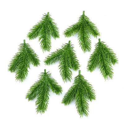 Festive pine needle plants with berries and pinecones living room decor