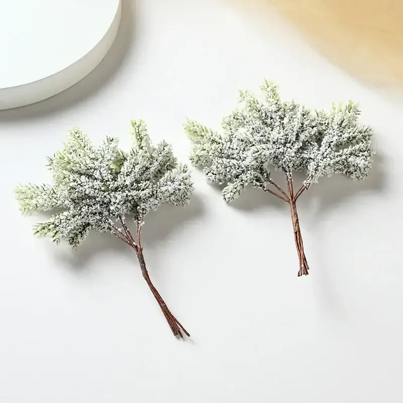 Frosted gold silver & green artificial pine needles living room decor