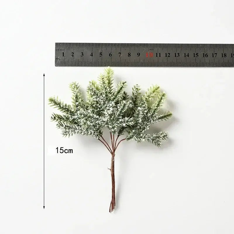 Frosted gold silver & green artificial pine needles living room decor