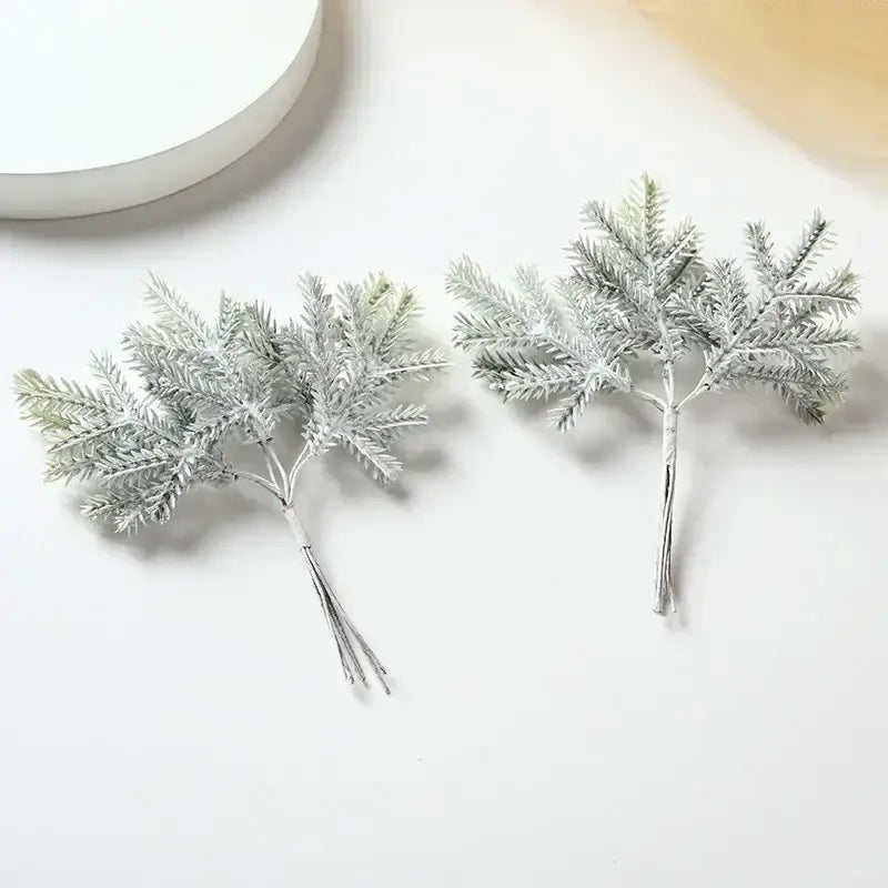 Frosted gold silver & green artificial pine needles living room decor