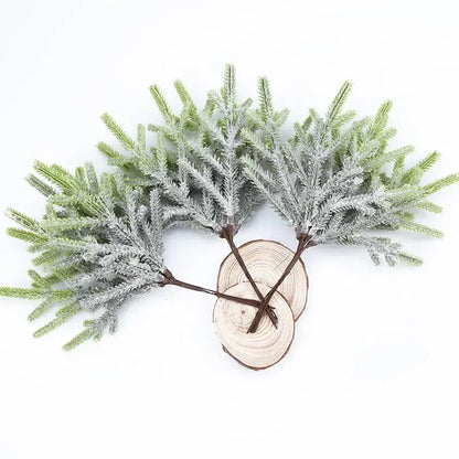 Frosted light green & gray artificial pine plants living room decor