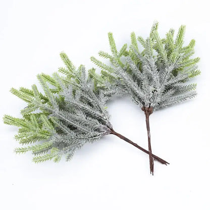 Frosted light green & gray artificial pine plants living room decor