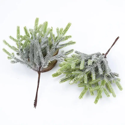 Frosted light green & gray artificial pine plants living room decor