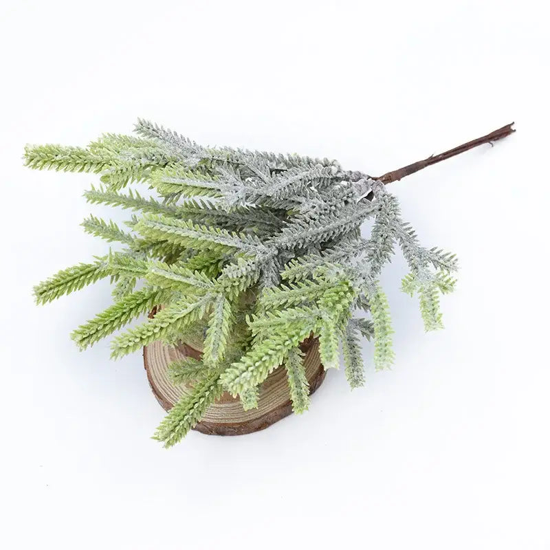 Frosted light green & gray artificial pine plants living room decor