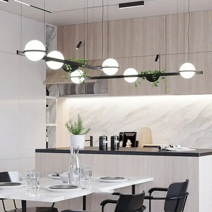 Modern black plant pendant light dining room led garden lamp