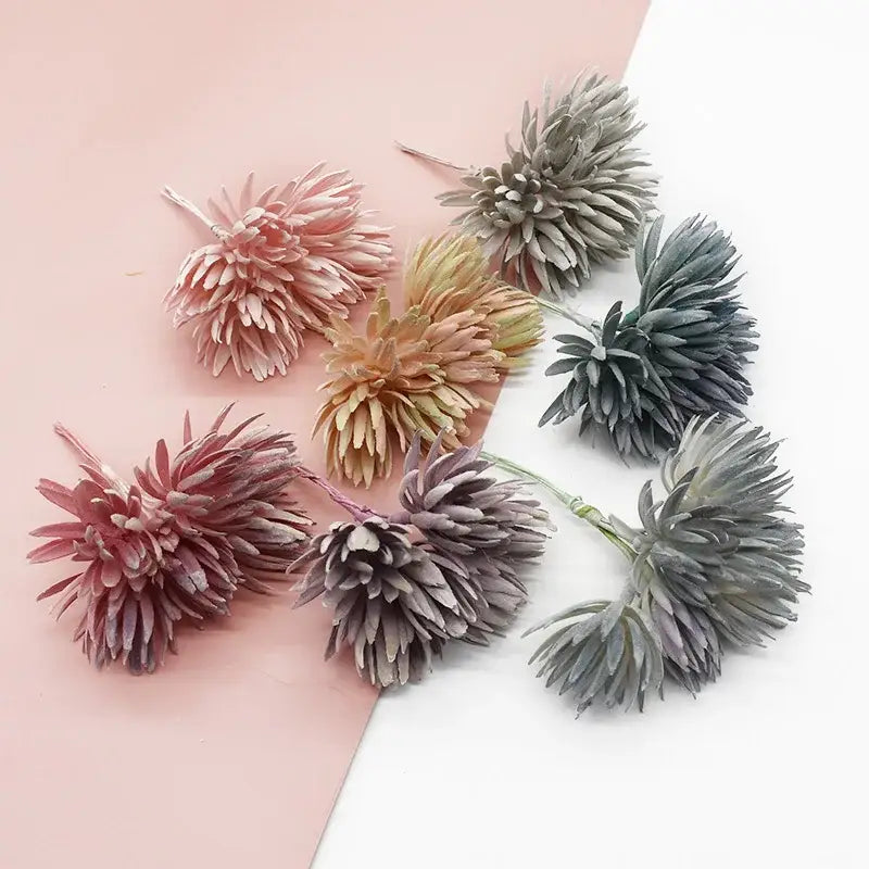 Pastel textured fake flowers living room christmas decor