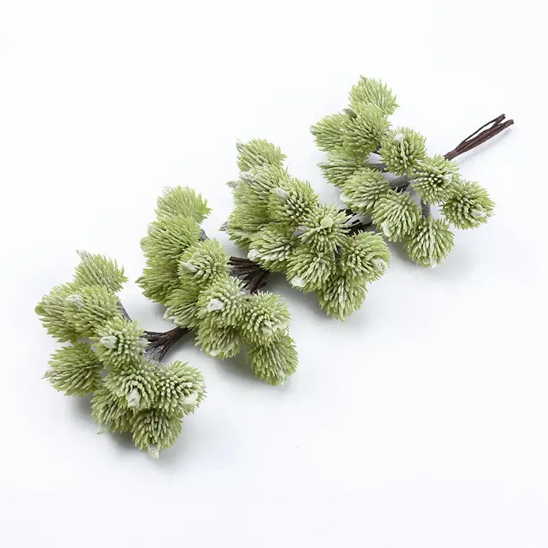 Fuzzy light green artificial spruce branches living room decor