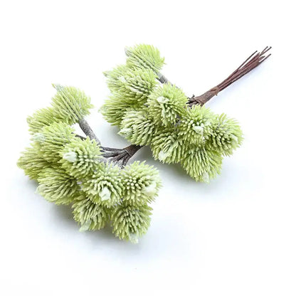 Fuzzy light green artificial spruce branches living room decor