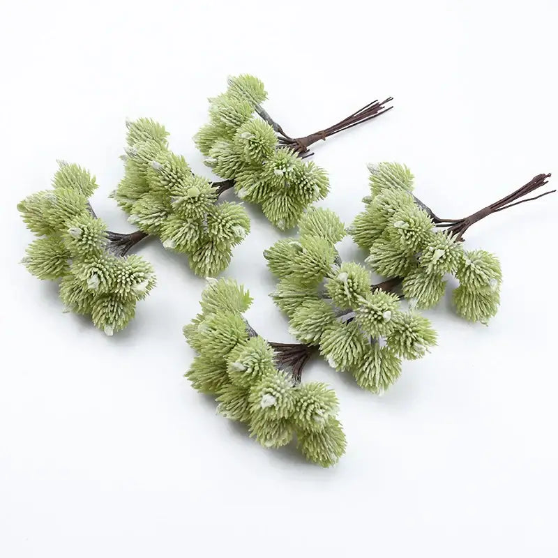 Fuzzy light green artificial spruce branches living room decor