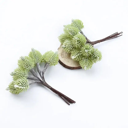 Fuzzy light green artificial spruce branches living room decor