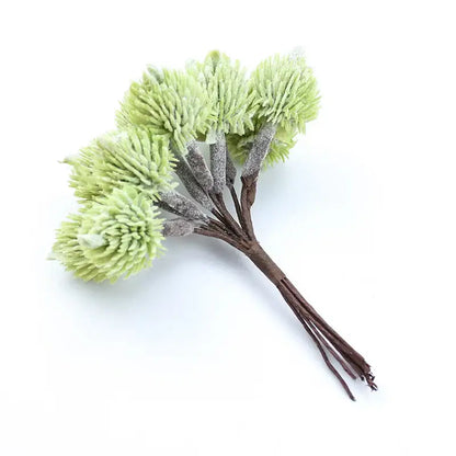 Fuzzy light green artificial spruce branches living room decor