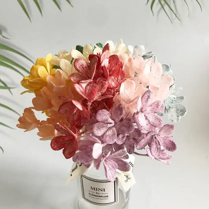 Glittery multicolored hydrangea artificial plants living room bouquet