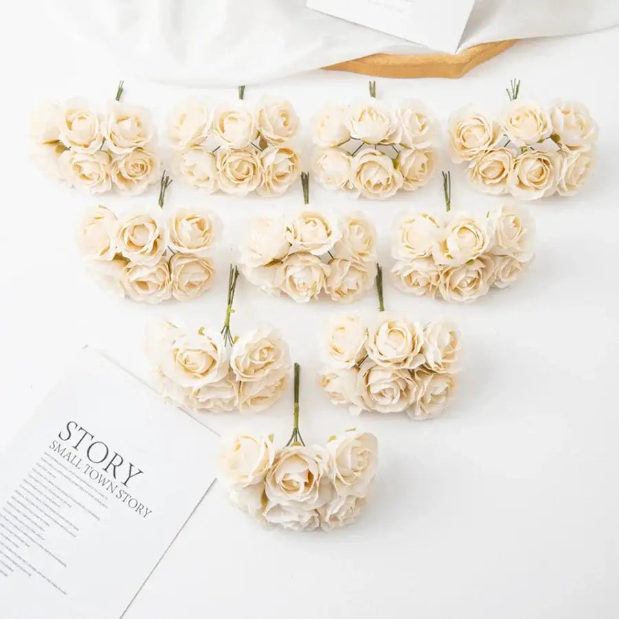 Beige artificial rose bouquet wedding and home decor rose clusters