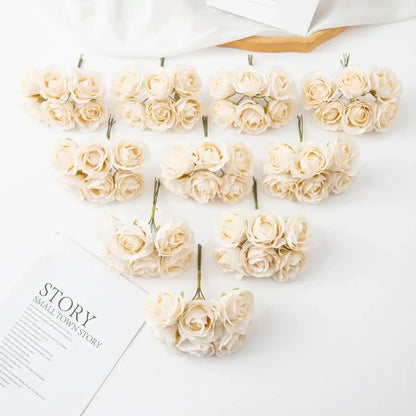 Beige artificial rose bouquet wedding and home decor rose clusters