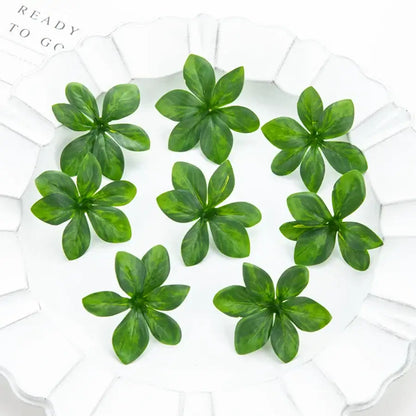 Green artificial rose leaf stems for living room diy decor