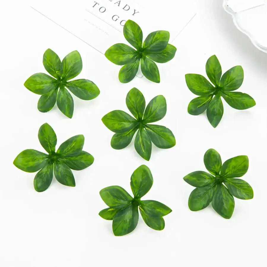 Green artificial rose leaf stems for living room diy decor