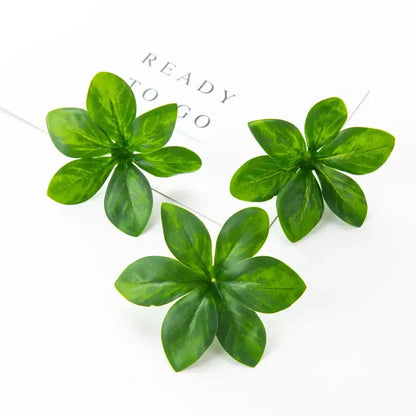 Green artificial rose leaf stems for living room diy decor