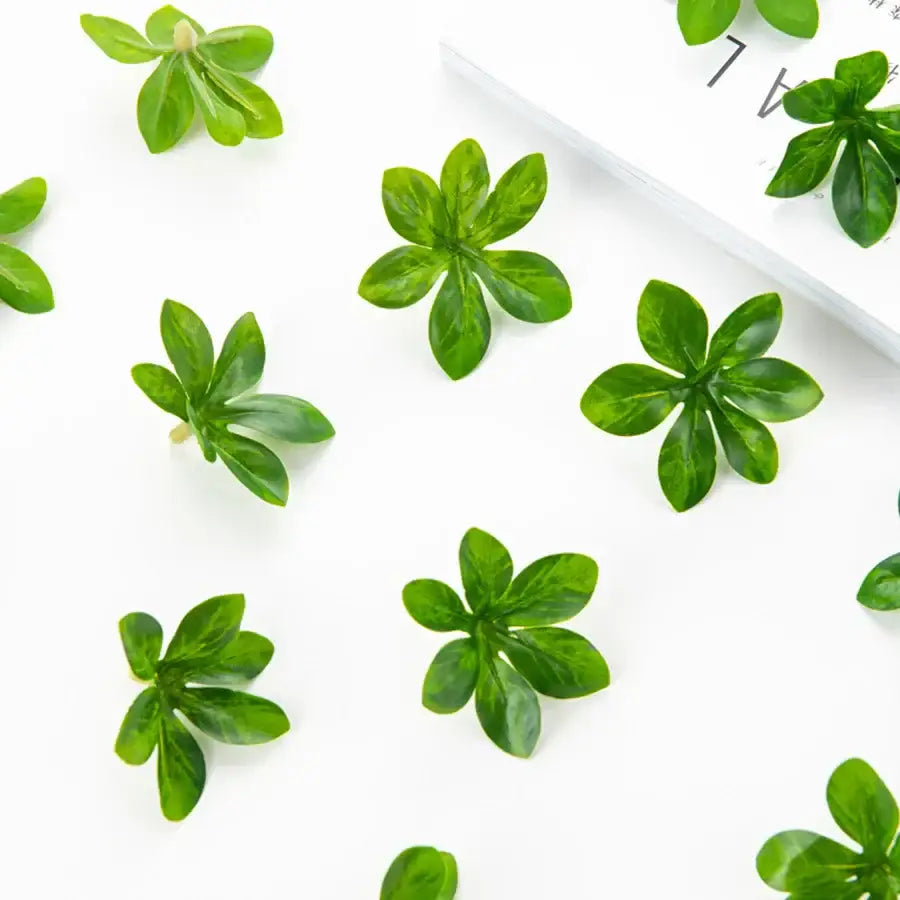 Green artificial rose leaf stems for living room diy decor