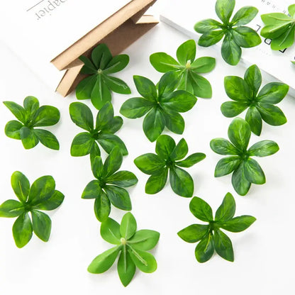 Green artificial rose leaf stems for living room diy decor