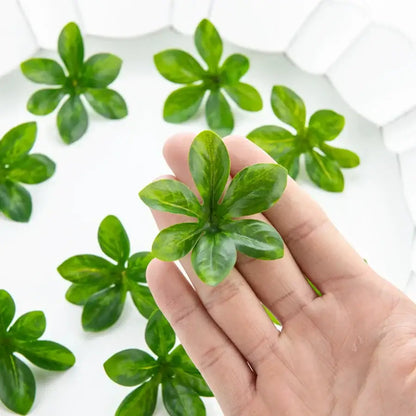 Green artificial rose leaf stems for living room diy decor