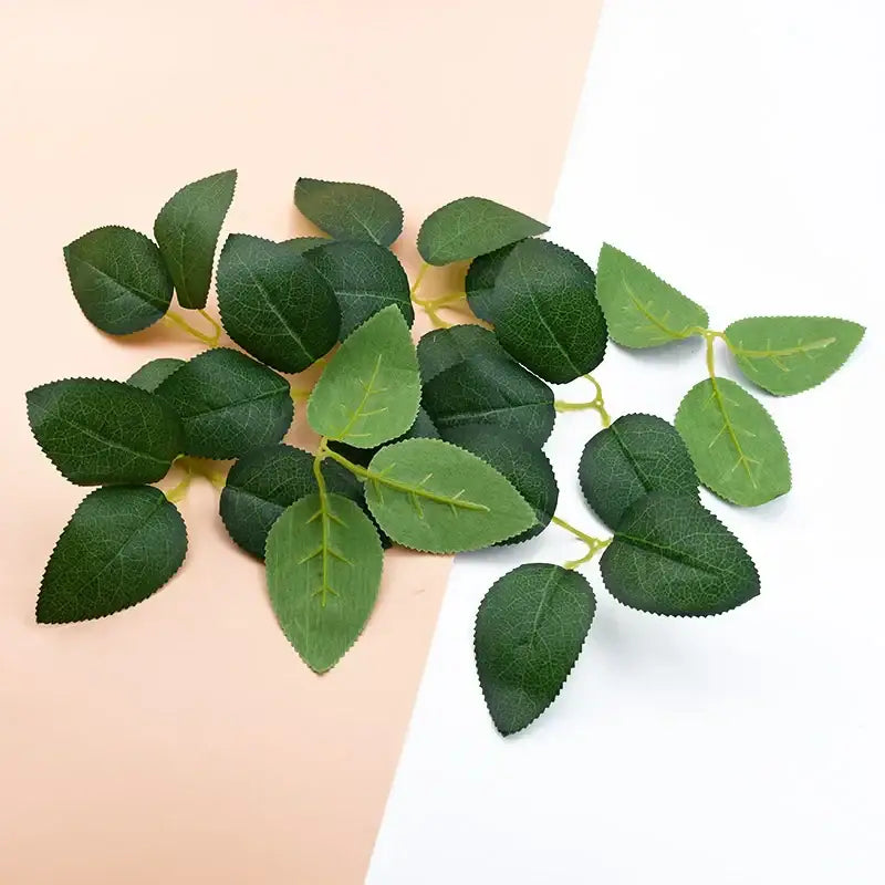 Realistic matte silk greenery rose leaves wedding and home decor