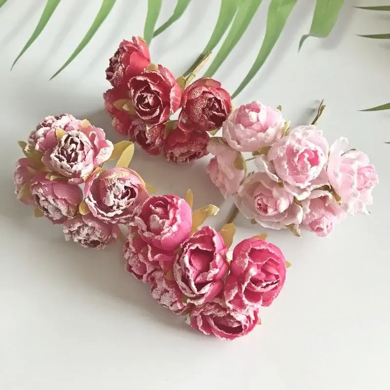 Pink & deep red artificial roses bridal bouquet wedding decor