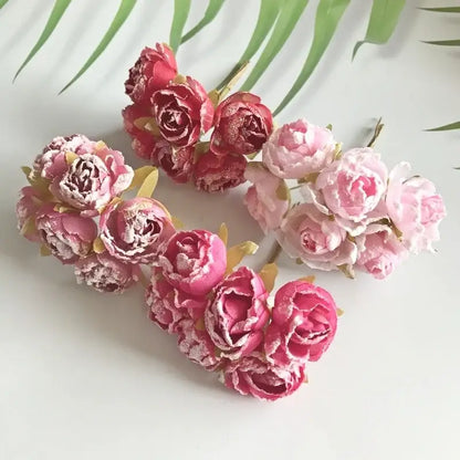 Pink & deep red artificial roses bridal bouquet wedding decor