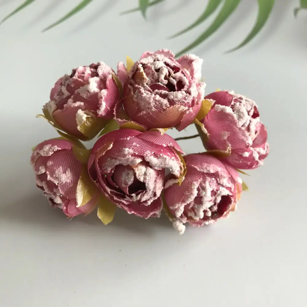 Pink & deep red artificial roses bridal bouquet wedding decor