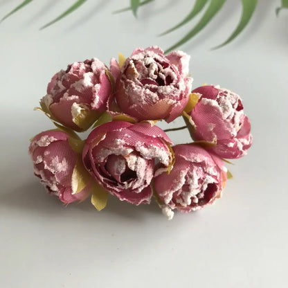 Pink & deep red artificial roses bridal bouquet wedding decor