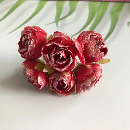 Pink & deep red artificial roses bridal bouquet wedding decor