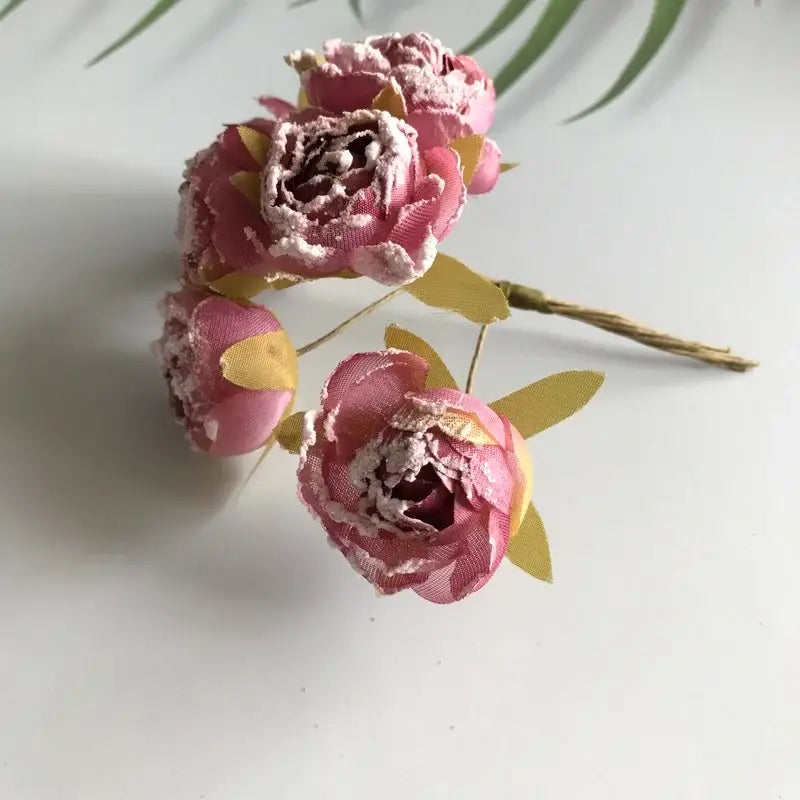 Pink & deep red artificial roses bridal bouquet wedding decor