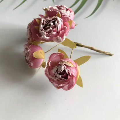 Pink & deep red artificial roses bridal bouquet wedding decor