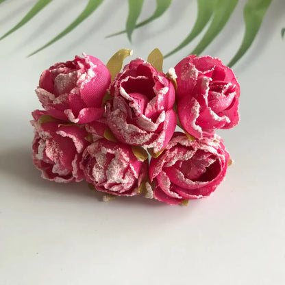 Pink & deep red artificial roses bridal bouquet wedding decor