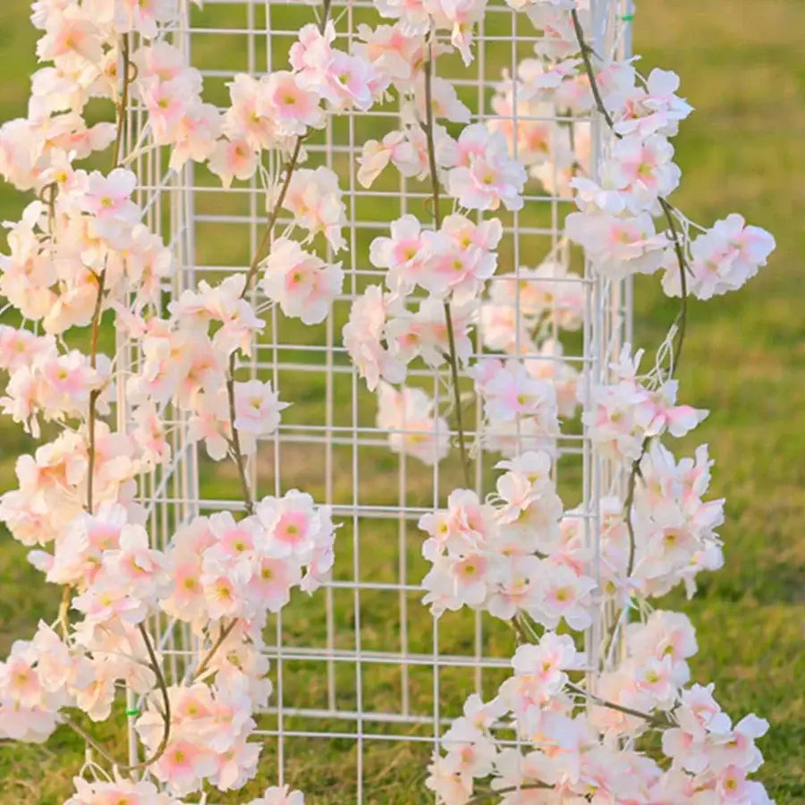 Pink artificial sakura flowers vine garden decor