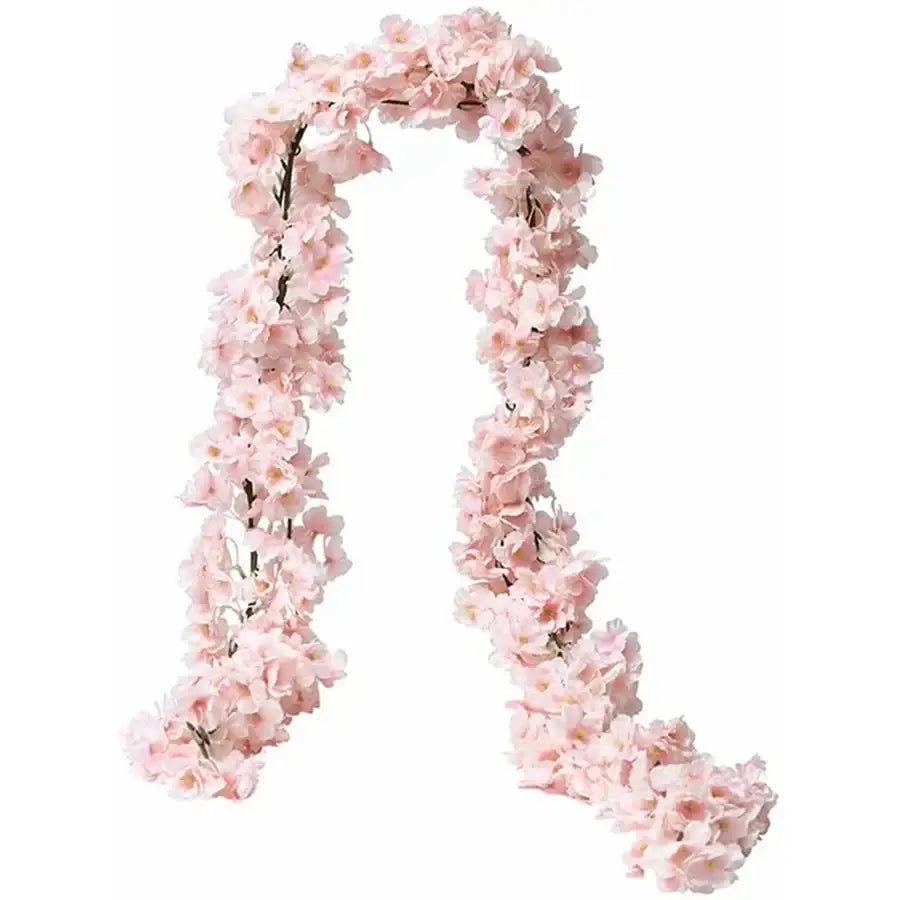 Pink artificial sakura flowers vine garden decor