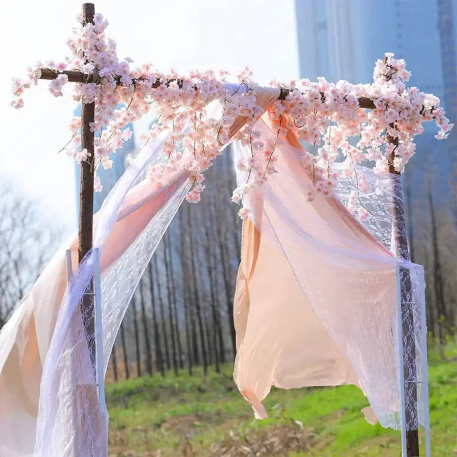 Pink artificial sakura flowers vine garden decor