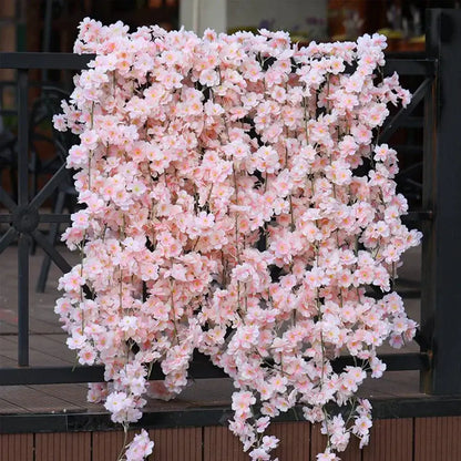Pink artificial sakura flowers vine garden decor