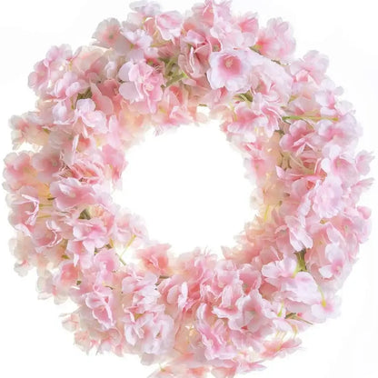 Pink artificial sakura flowers vine garden decor