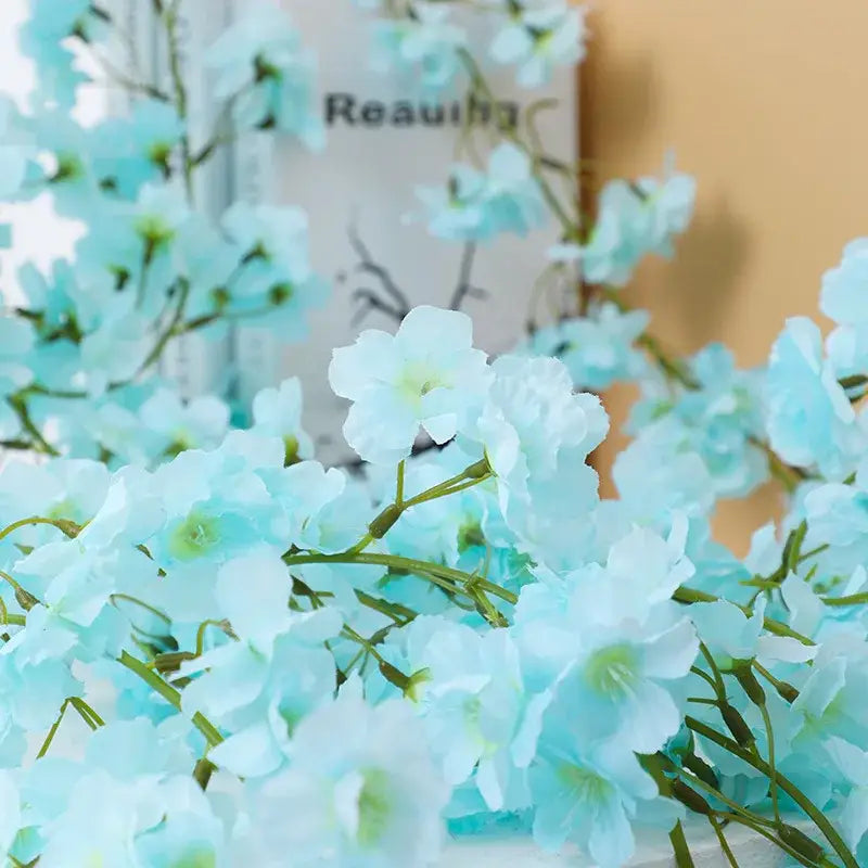 Pink artificial sakura flowers vine garden and wedding decor