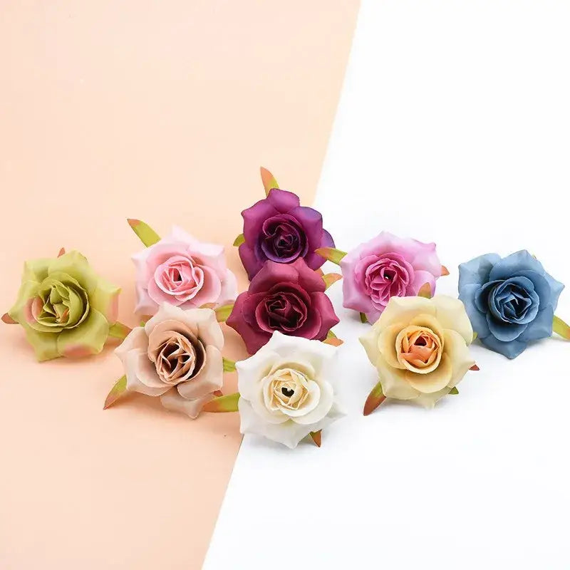 Assorted pastel and vibrant artificial silk roses – wedding decor