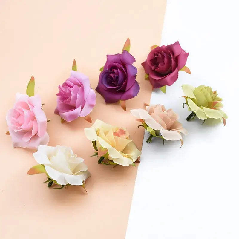 Assorted pastel and vibrant artificial silk roses – wedding decor