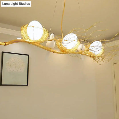 Art deco gold branch bird nest kitchen island pendant 110v-120v
