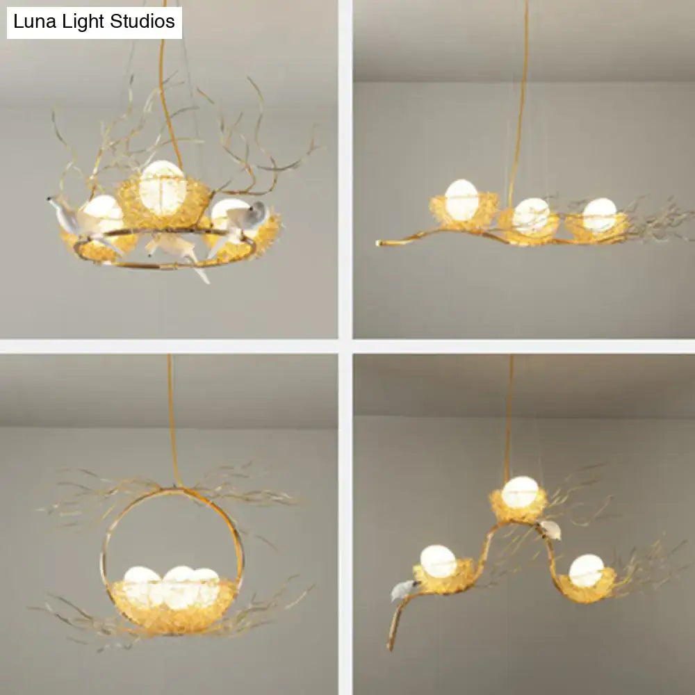 Art deco gold branch bird nest kitchen island pendant 110v-120v